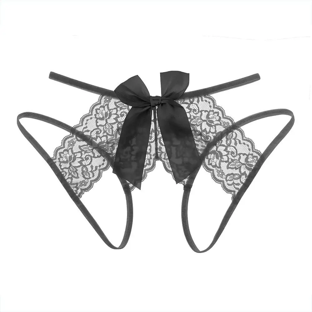 

The new sexy lace underwear hollow out from female perspective to take off the interest triangle open files bowknot pants