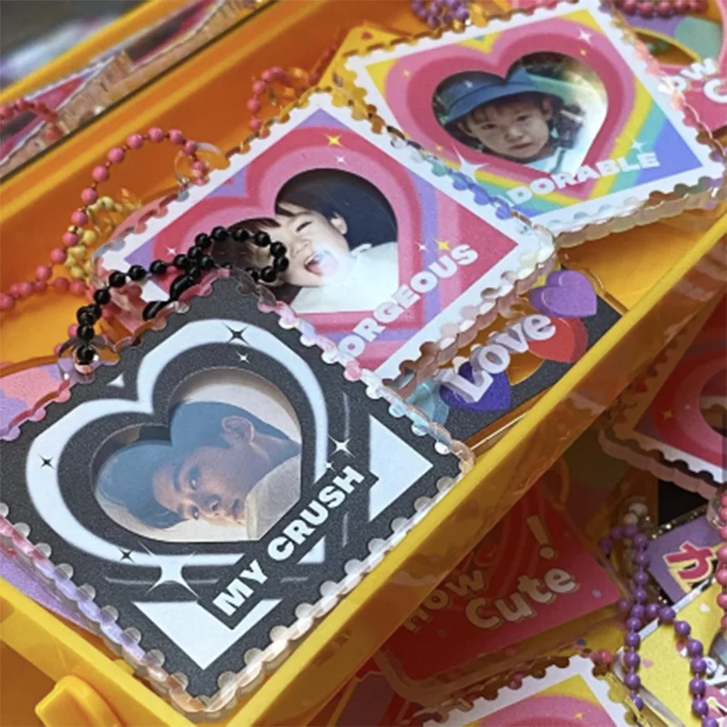 diy 1 inch photocard key chain photo frame gucca transparent acrylic disc star chasing pendant school stationery free global shipping