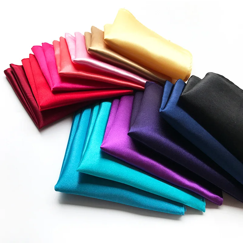 Satin Handkerchief For Men Candy Color Mens Suits Pocket Square Business Chest Towel Hanky Suit Napkin Solid Hankies