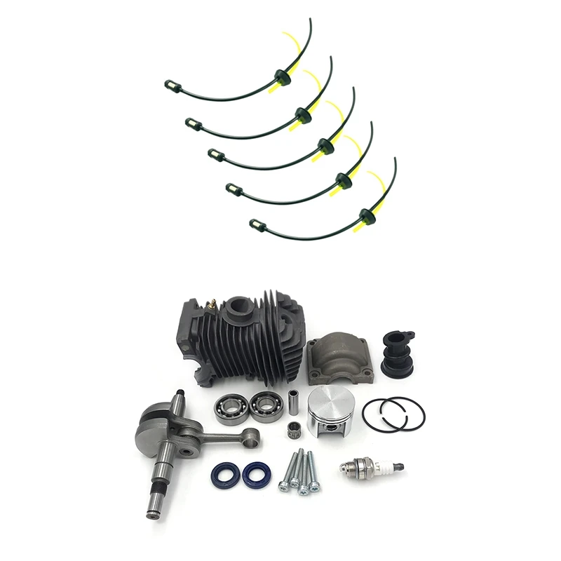 

JEYL 5 Pcs Replacement Fuel Hose Pipe Tank Filter & 1 Set 42.5MM Cylinder Piston Engine Motor Rebuild Kit