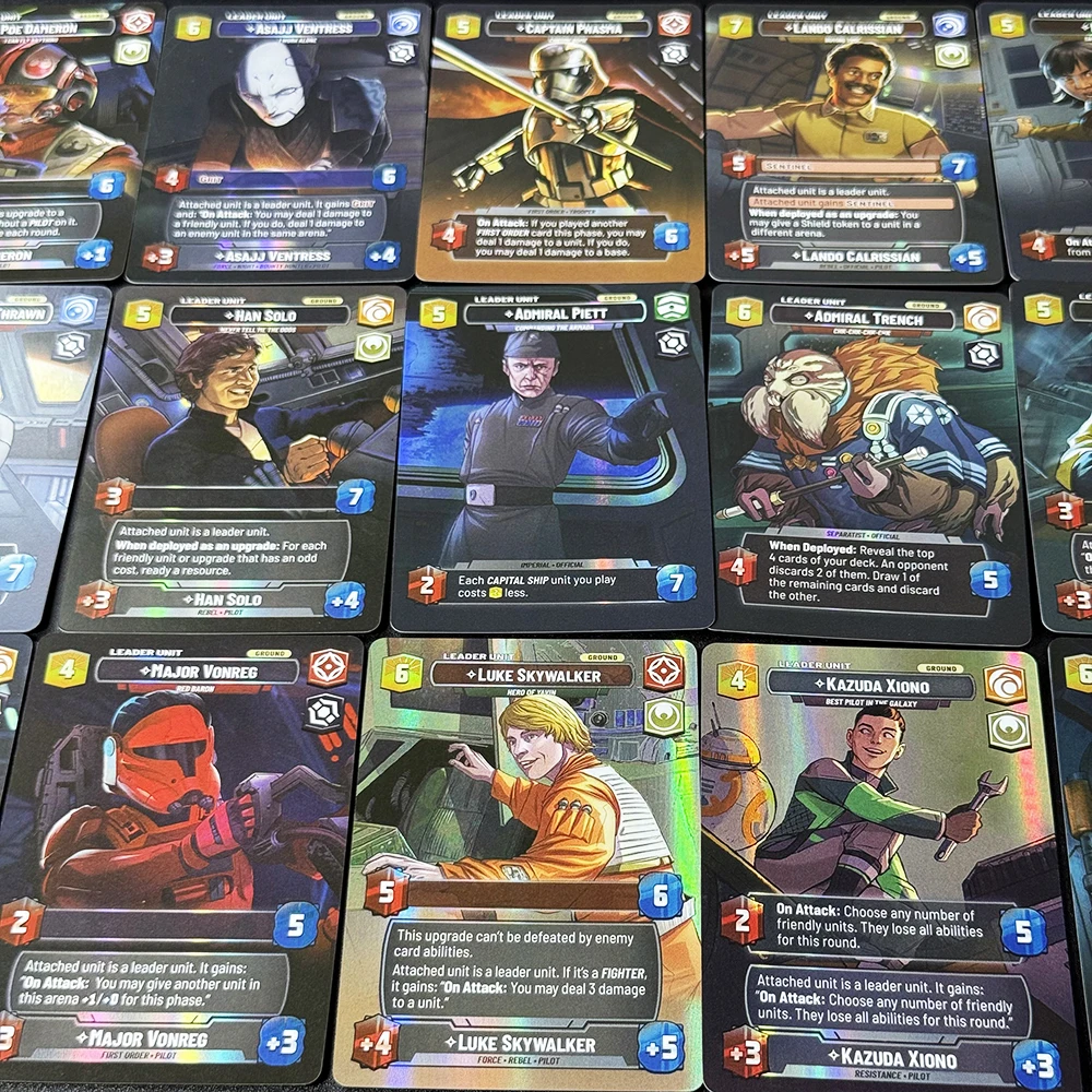 Фото Коллекционные игровые карты SWUDB Proxy Foil TCG Jump to Lightspeed (JTL) с Луке Скайуокером, Ландо Калриссианом, Ханом Соло, Асажж Вентрес, Боба Феттом №3
