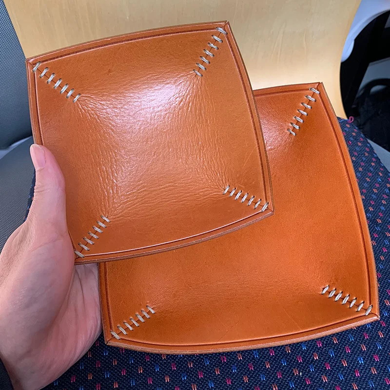 

Винтажная сковорода ручной работы из воловьей кожи для хранения Вэнь игровая тарелка для входа в дом настольное украшение