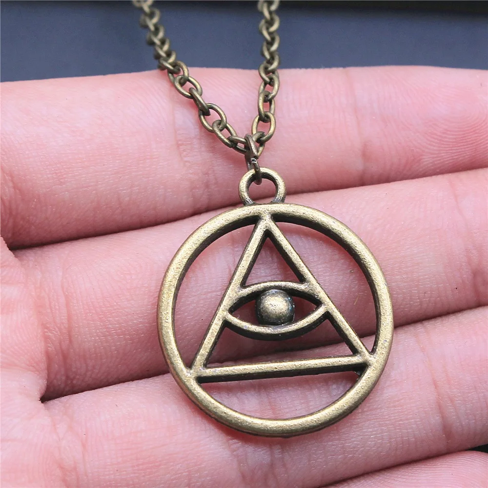 

Ожерелье с подвеской «глаза» для мужчин и женщин, винтажное украшение с античным бронзовым покрытием, длинная цепочка, модные ювелирные акс...