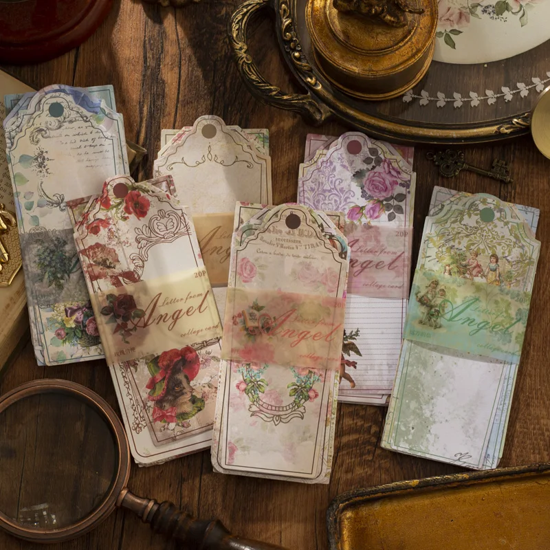 

20 pcs/lot Vintage INS Decorative paper Bookmark Romantic flower Ornamental reading props Writing records Stationery