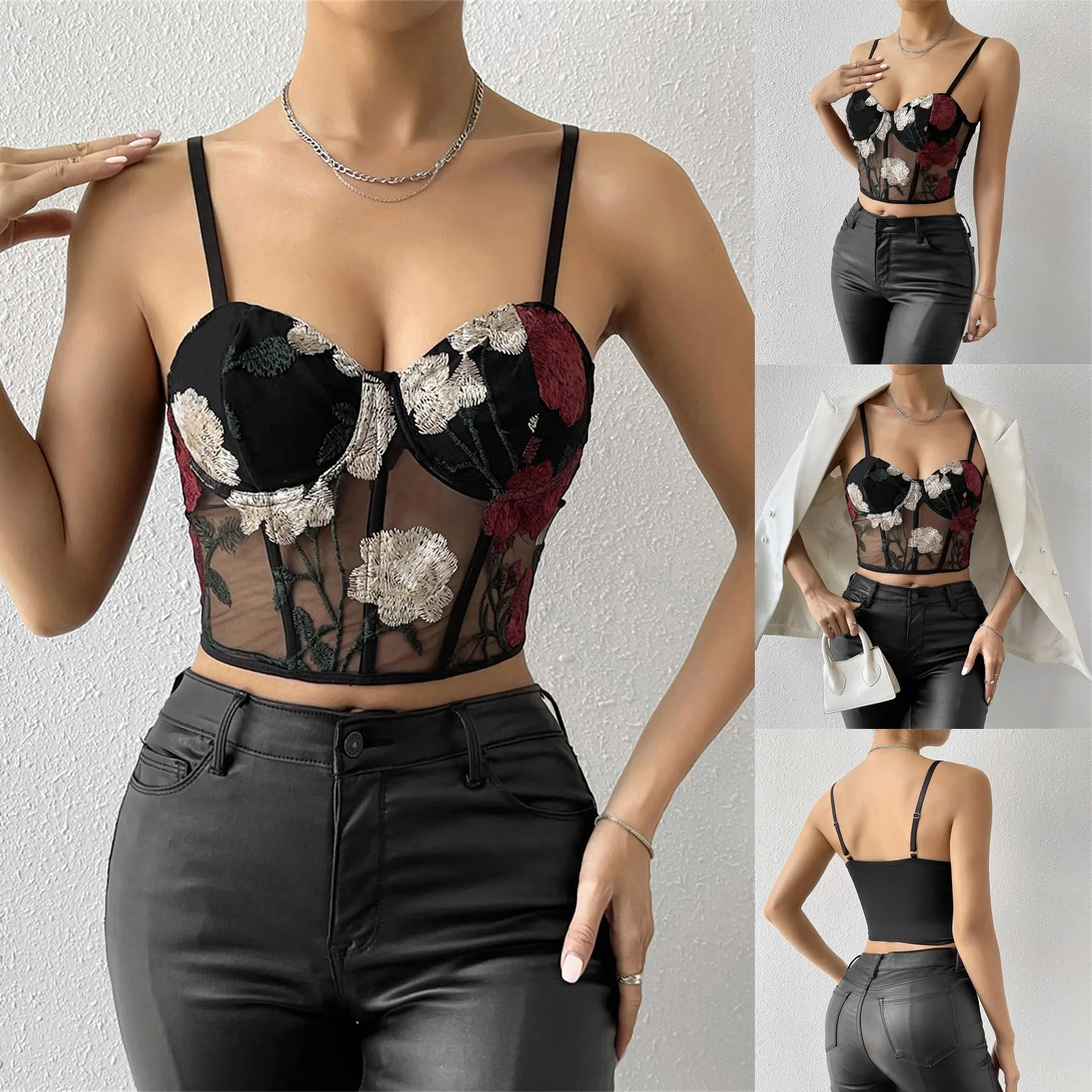 

Женское Сетчатое нижнее белье с цветочной вышивкой, стальной обруч, обтягивающий цельный сексуальный порно боди, женское нижнее белье, женское белье