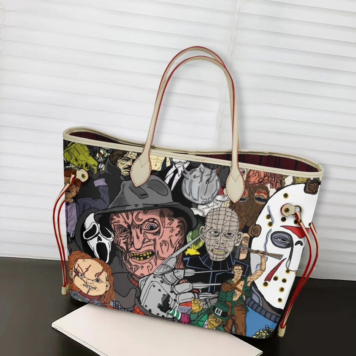 

Ужасный фильм флисовая маска клоуна сумка с верхней ручкой вместительные сумки через плечо персонажи пленки Повседневная Водонепроницаемая Портативная сумка для девушек