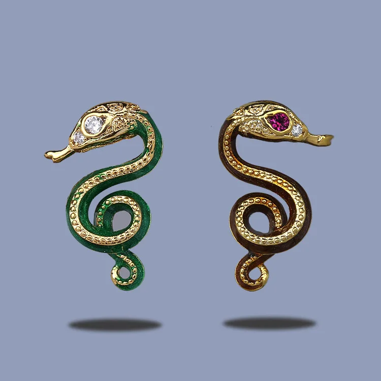 Властные серьги в виде змеи, асимметричные женские серьги в виде змеи, красочные эмалированные украшения ручной работы, Креативные украшен...