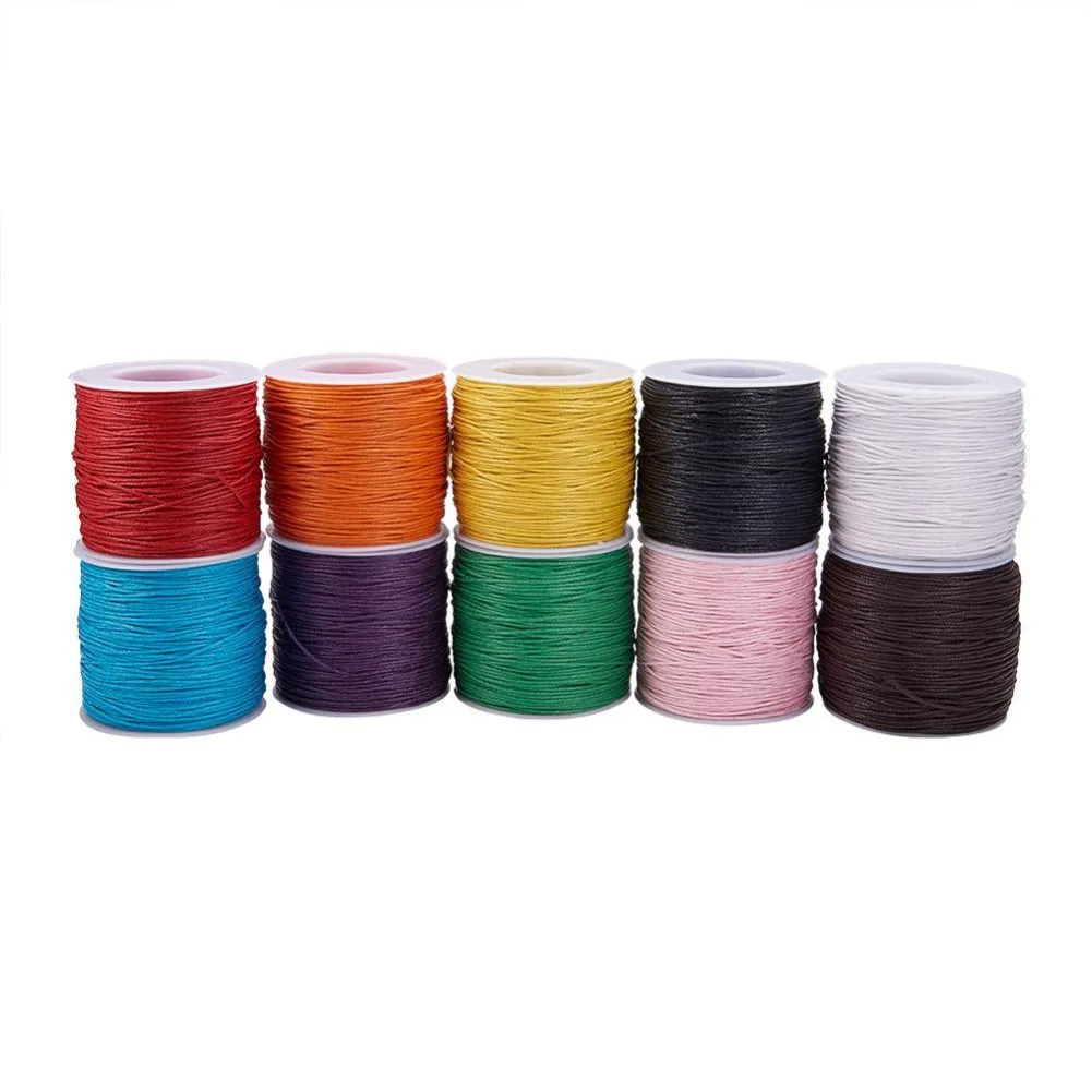 1mm Waxed Thread Cotton Cord Fit Bracelet Necklaces Earrings String Strap Jewelry Findings for DIY Multicolor about 100yard