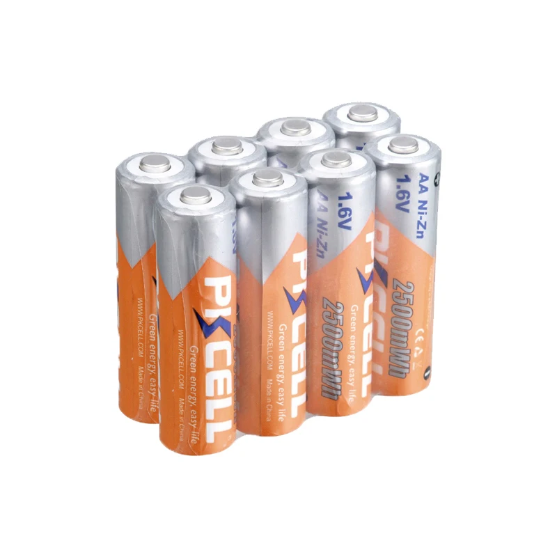

Аккумуляторные батареи PKCELL 8 шт./лот, никель-цинковые батарейки AA 1,6 В МВт/ч