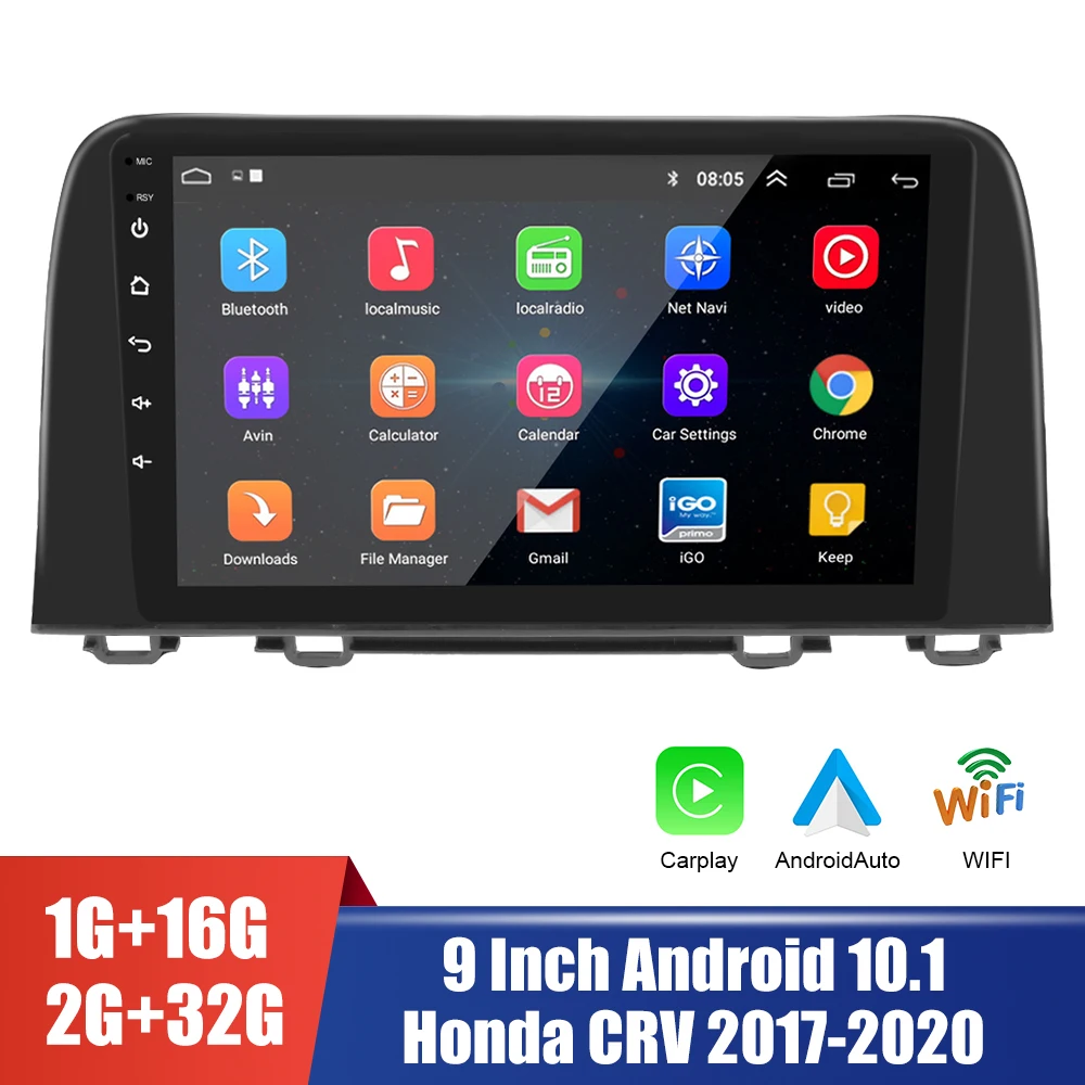 

Автомагнитола 2 Din с GPS, Bluetooth, Wi-Fi, mp5-плеером, 9-дюймовым сенсорным экраном Carplay, Android 10,1 для Honda CRV 2017-2020