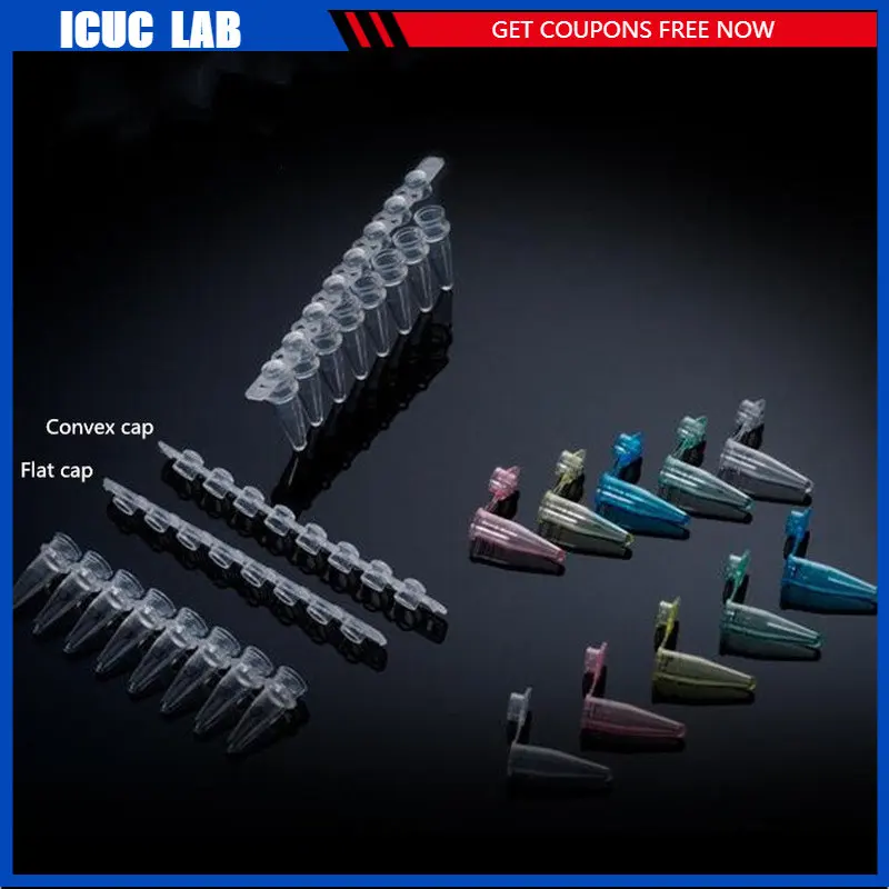 125 комплектов, пластиковая центрифужная трубка из полипропилена с плоской крышкой, трубки Smartcycler PCR, 0,2 мл x 8 полосок