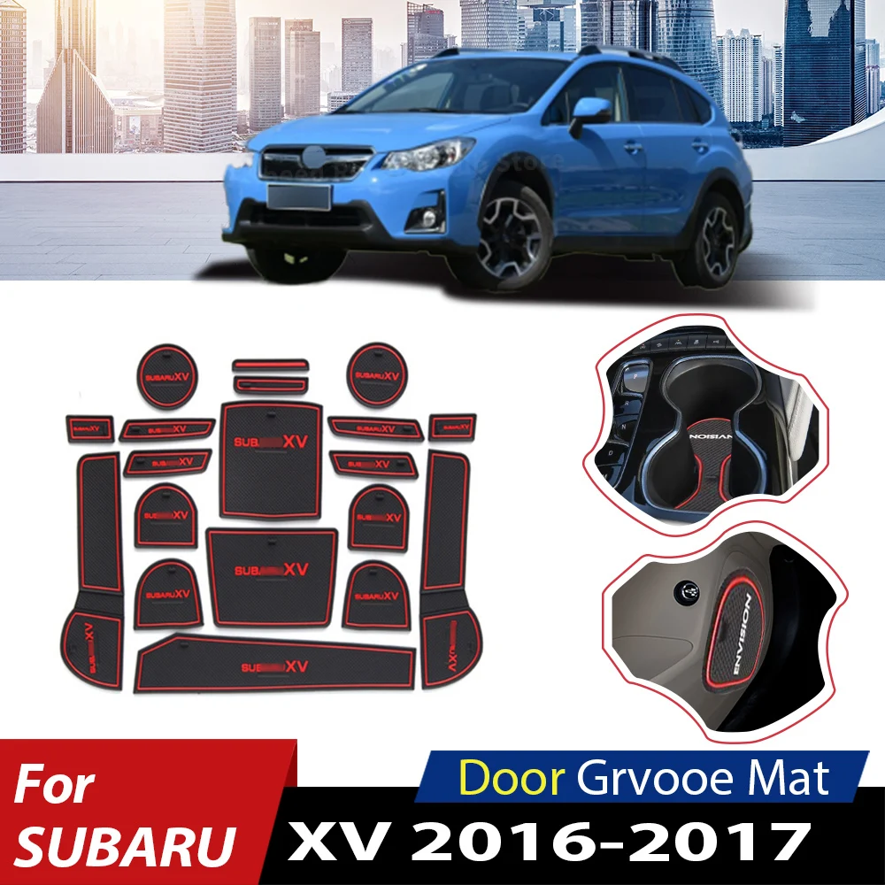

Anti-Slip Rubber Cup Door Groove Mat For Subaru XV 2017 2016 Facelift Crosstrek WRX STI Car Accessories Mat For Phone Cushion