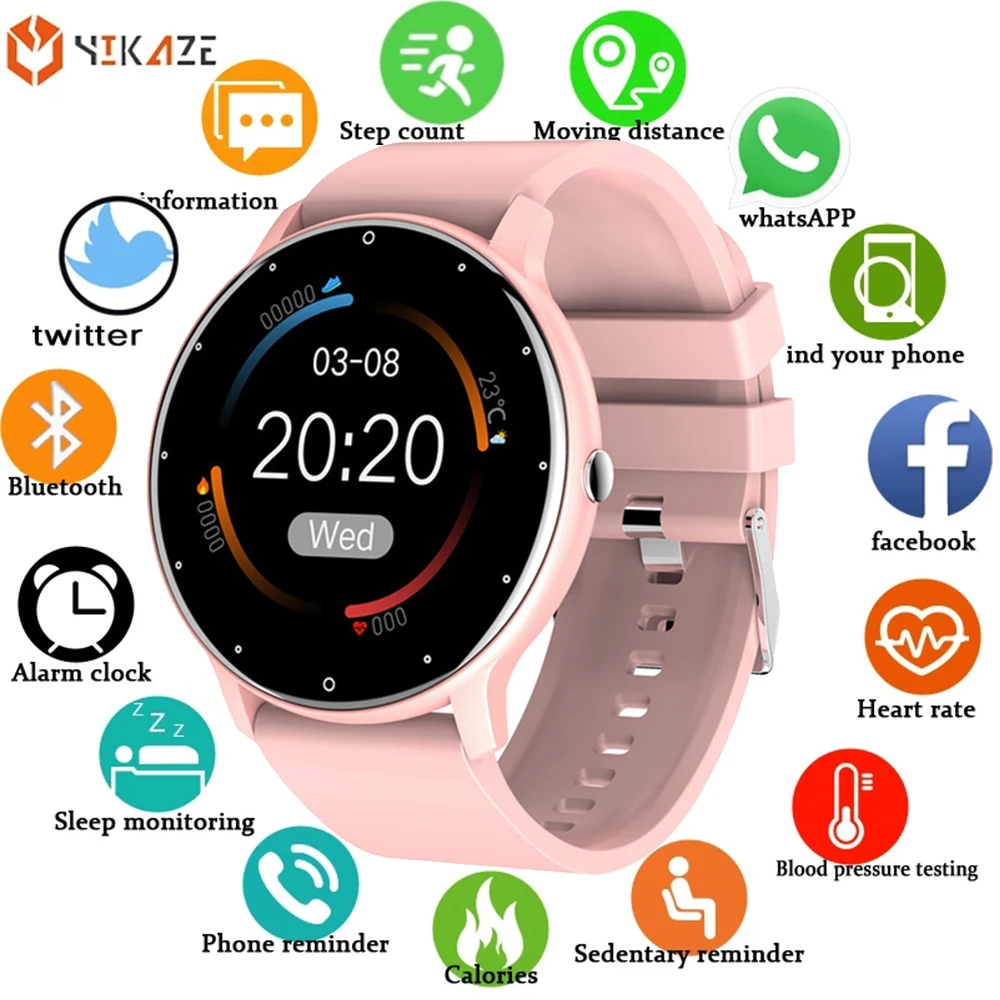 

2021 Smart Watch Women Full Touch Heart Rate Fitness Tracker Bracelet Round Sports Ladies Smartwatch Watch Men For Android IOS