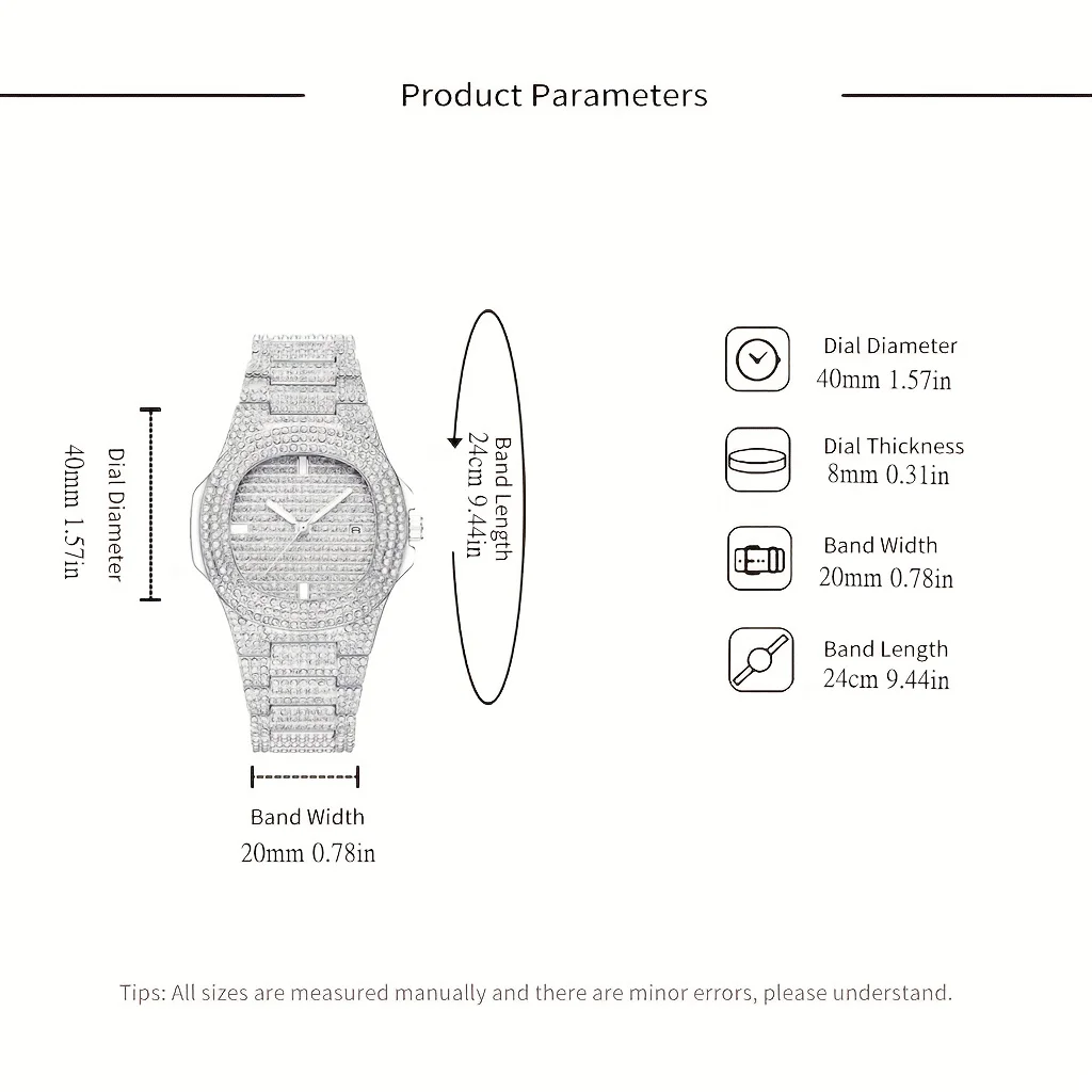 Часы наручные мужские кварцевые с искусственным бриллиантом популярный стиль