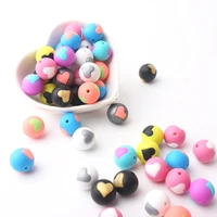 10pcs 15mm round with heart shape silicone beads baby teething silicona diy pacifier chain necklace accessories baby chewing toy