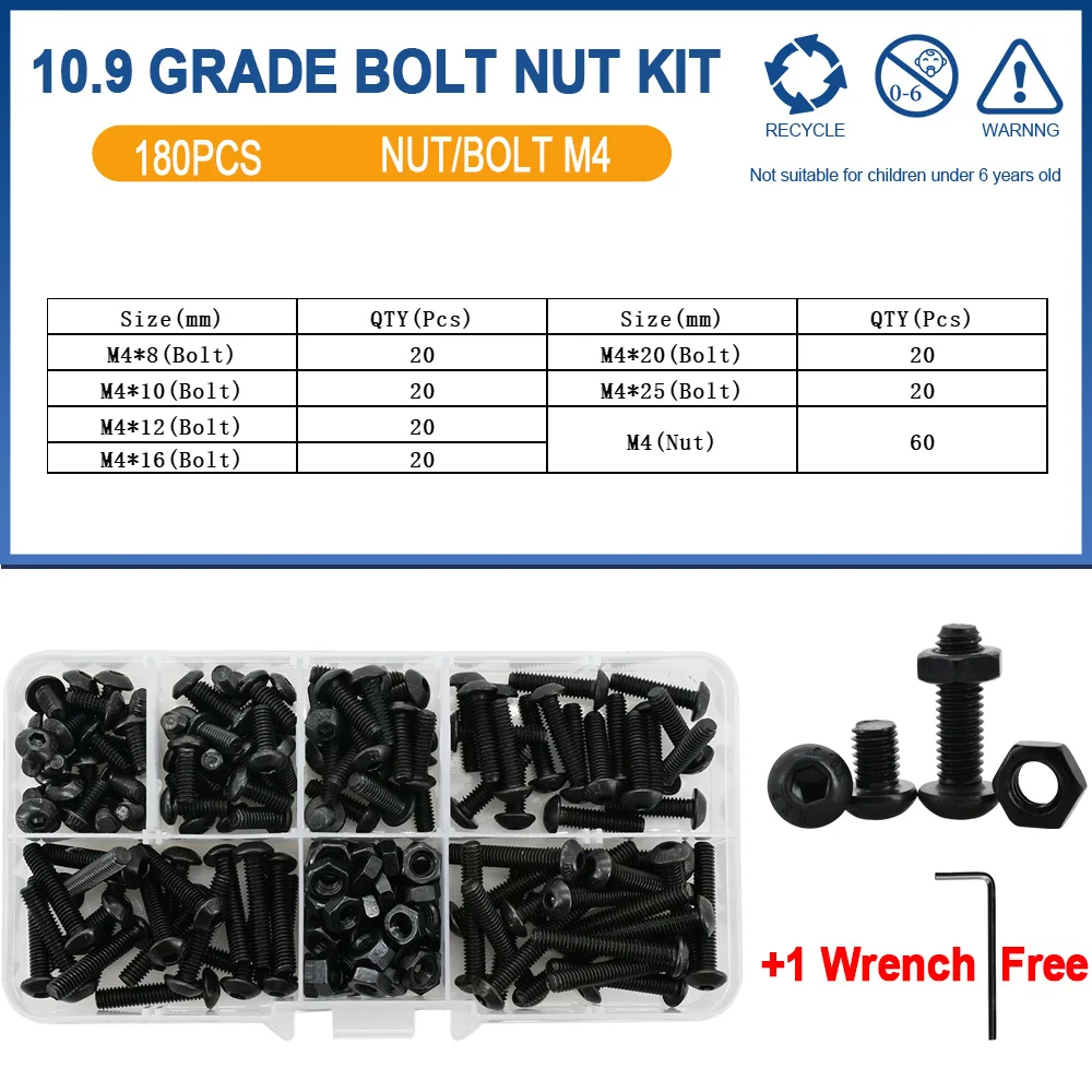 

Класс 10,9, винты с круглой головкой и шестигранным хвостовиком M2 M3 M4 M5 M6, болты обтекателя двигателя ISO7380, стандартный набор шестигранных болтов с шестигранным хвостовиком