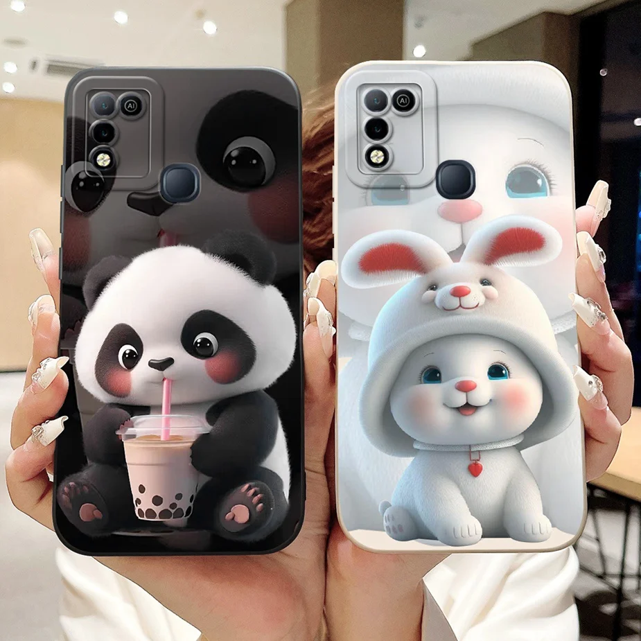For Infinix Hot 10 Play Case X688B X688C Cute Rabbit Panda Cartoon Cover Soft TPU Phone Hot10 Shell