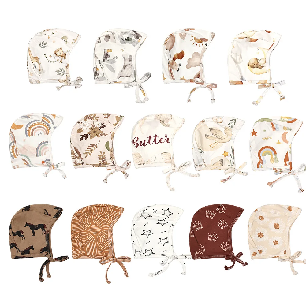 Детская шапка из хлопкового материала милый стиль всесезонная подходит для