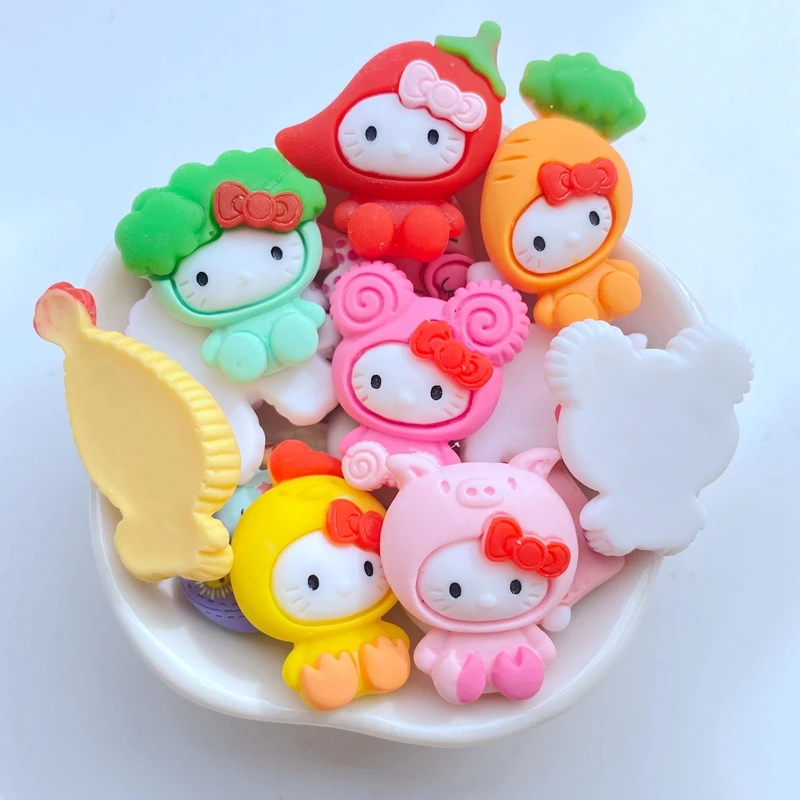 10 шт. ручная роспись каучуковая красочная мультяшная кошка с плоским основанием