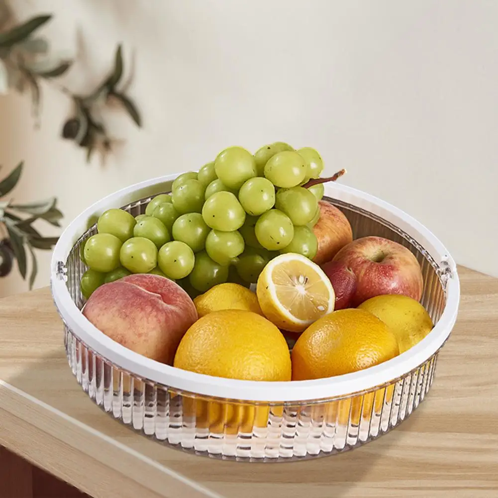 

Modern Storage Tray Large Capacity Strong Load Bearing Vegetables Fruits Storage Basket Round Storage Basket Bathroom Supplies