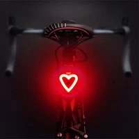 heart usb rechargeable smart bike taillight high brightness rear bicycle brake sensor led light waterproof cycling back lamps