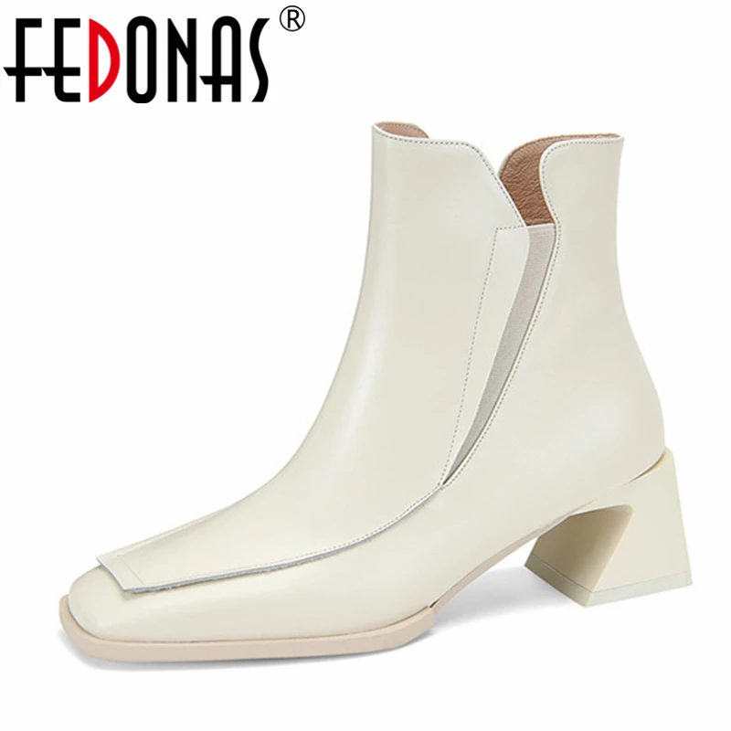 

Женские ботильоны в стиле панк FEDONAS, коричневые полусапожки из коровьей кожи, теплая обувь для офиса и вечеринки на осень и зиму 2019