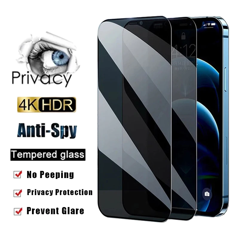 

2PCS Anti-spy Tempered Glass For iPhone 14 Pro 13 12 Max 11 PRO 11 MAX 6 6S 7 8 Plus X XR Full Cover Privacy Screen Protectors
