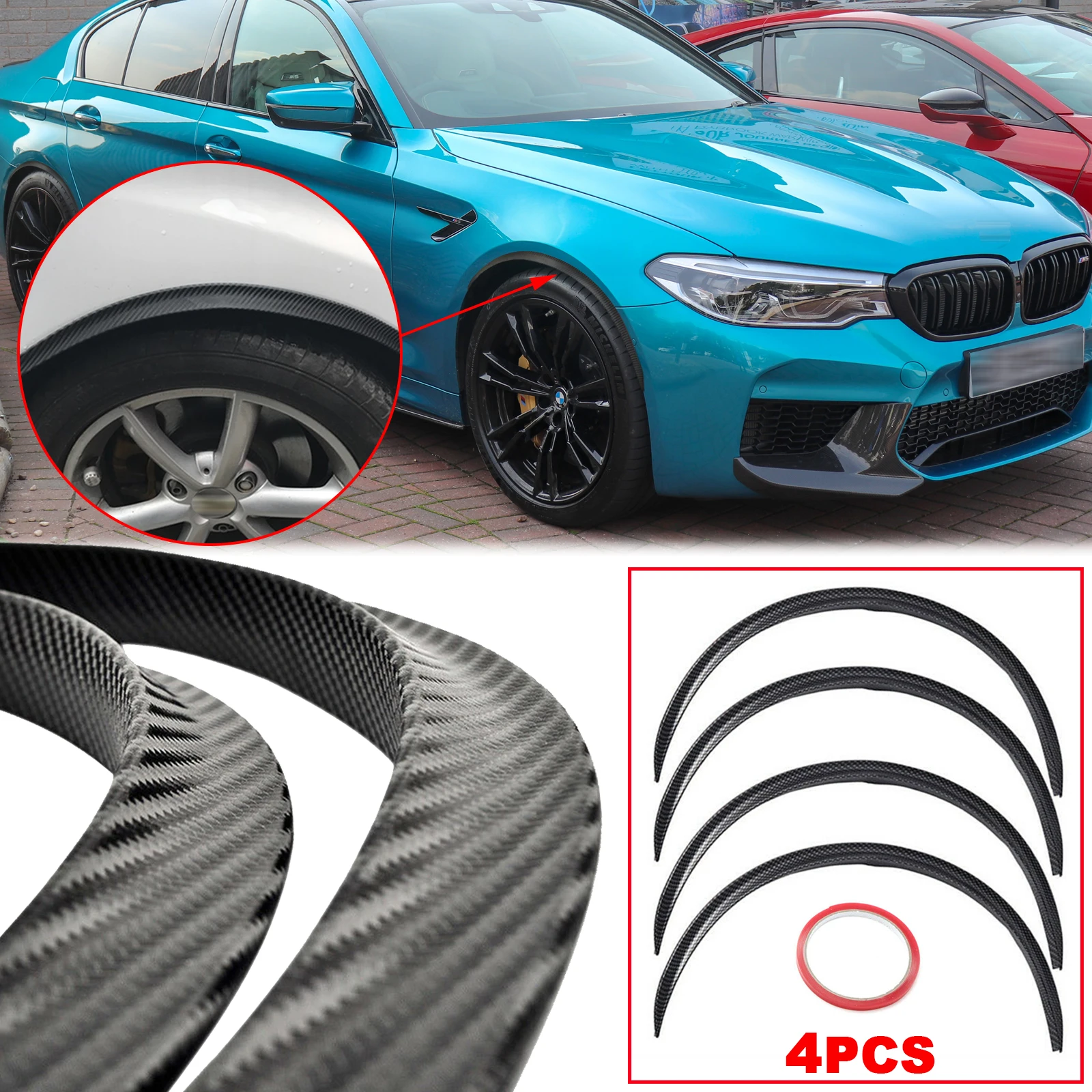 Guardabarros Universal de fibra de carbono JDM para coche, Kit Protector de borde de rueda, ceja, arco, 4 Uds.