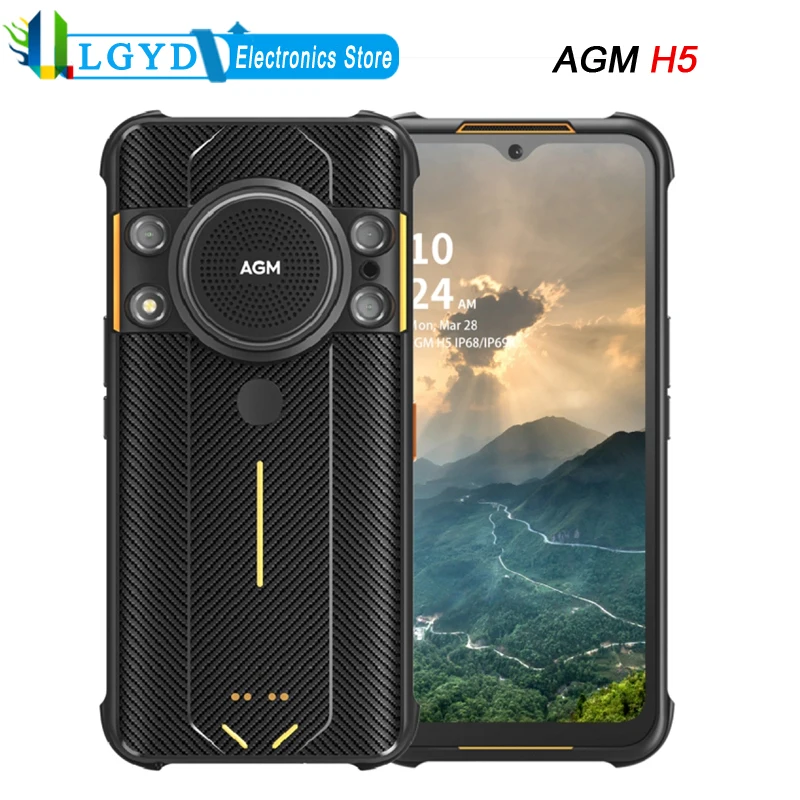 AGM H5 Rugged Phone 4GB+64GB / 6GB+128GB Android 12 MTK6765 Octa Core Waterproof 7000mAh Night Vision Camera 4G Network NFC