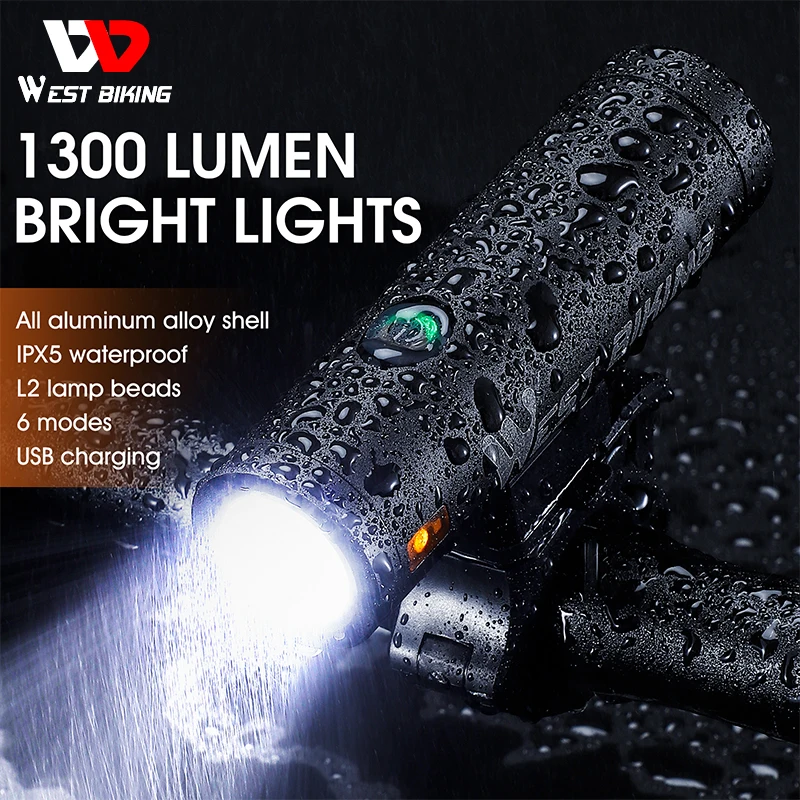 

WEST BIKING Bike Light USB Rechargeable LED 4500mAh Rainproof Bicycle Headlight MTB Aluminum Flashlight Cycling Front Rear Lamps