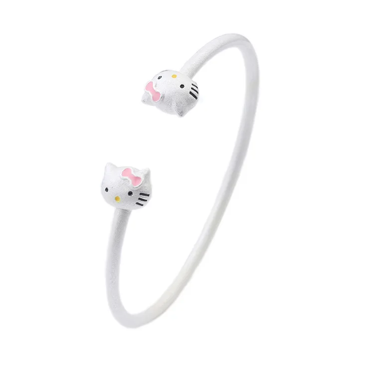 Браслет Hellokitty Cartoon из серебра с покрытием, милый котенок Kt Cat Baby, японская и корейская мода, матовый, простой в использовании.