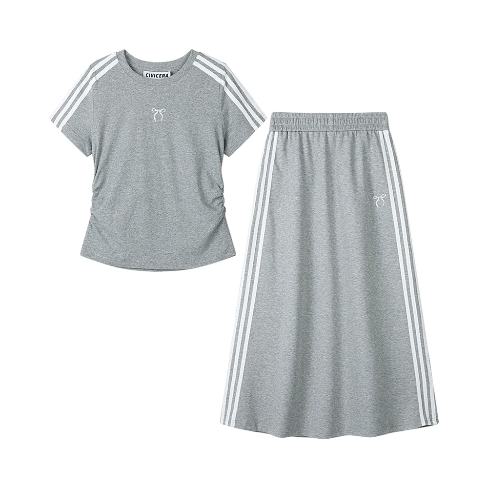 Женское платье с вышивкой Civicera летняя футболка коротким рукавом и юбка высокой