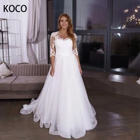 macdugal wedding dress 2022 bohemia sweetheart half sleeve applique sash a line tulle long vestido de novia civil custom made
