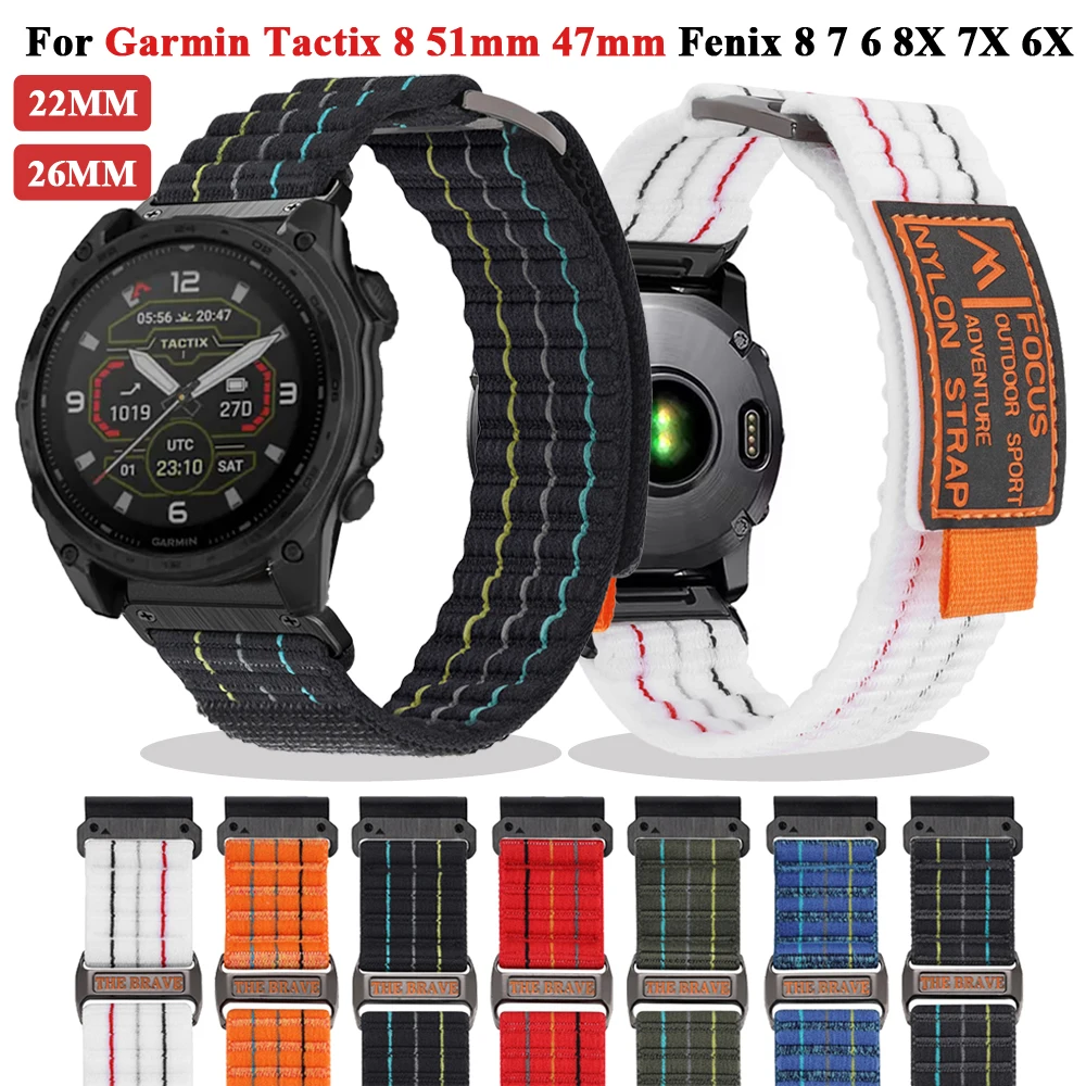 Нейлоновый ремешок QuickFit 22 26 мм для GarminTactix 8 47 51 часов Instinct E браслет 45 Fenix 7/7XPro 6/6XPro