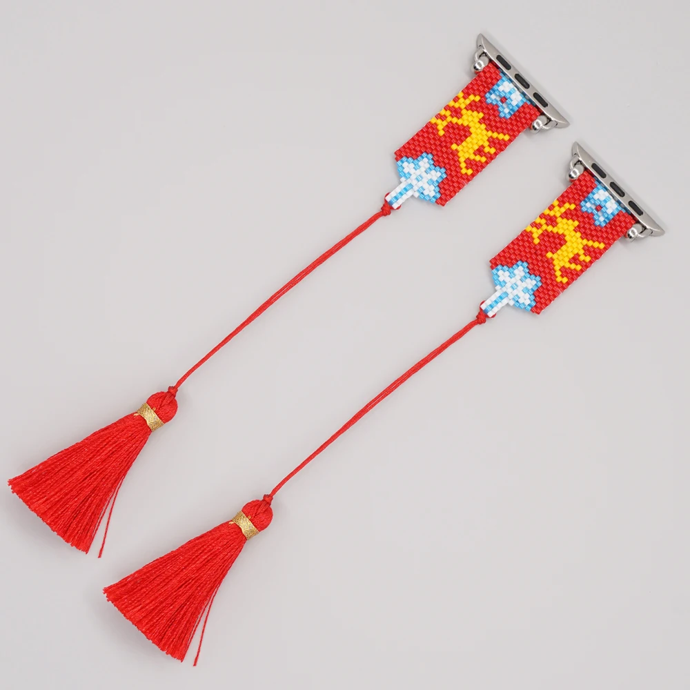 Christmas Tassel Band for Apple Watch Se 8 Series 44Mm 40Mm Rope Charm Watchband Strap On Smart Iwatch 7654321 Bracelet