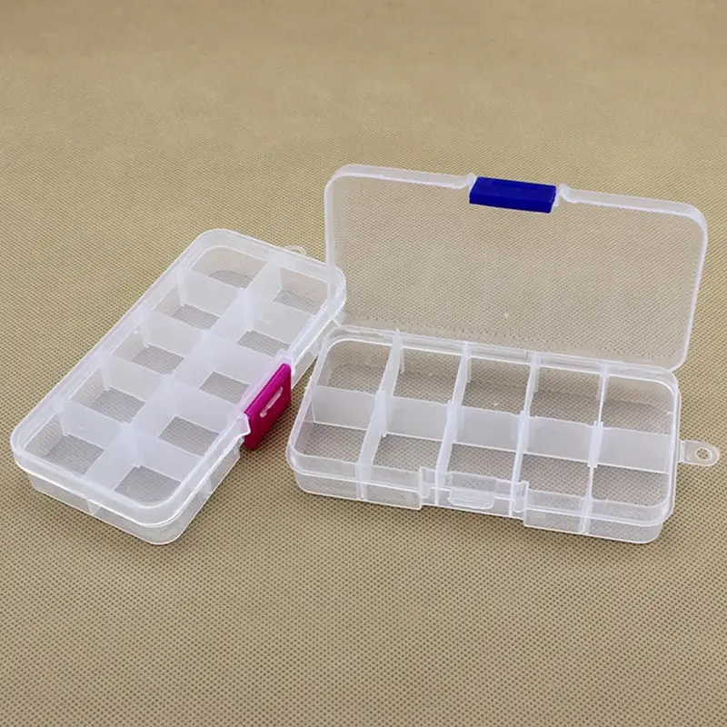 

10 Grids Adjustable Transparent Plastic Storage Box for Small Component Jewelry Tool Box Bead Pills Organizer Nail Art Tip Case