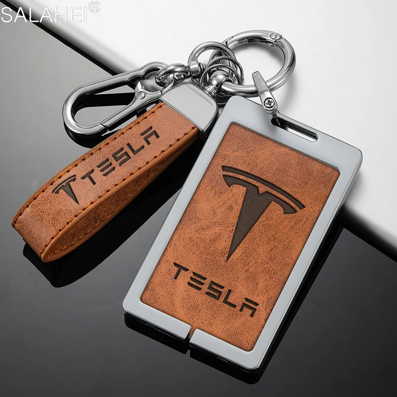 

Zinc Alloy Car Remote Key Fob Case Full Cover Holder Shell For Tesla Model 3 Model Y Card Protector Keyless Keychain Accessories