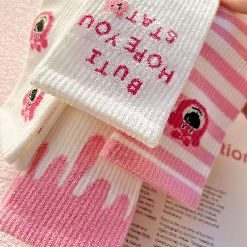 Women's socks 9 pairs of strawberry bear socks in the tube ins tide wild Japanese cute cartoon cute long tube