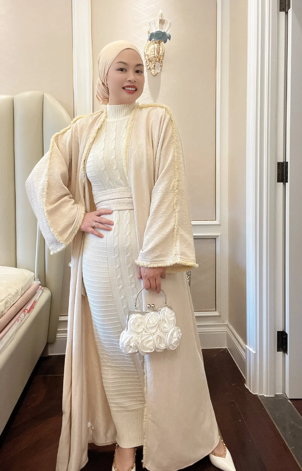 

Open Abaya Kimono Winter Front Cardigan Muslim Fashion Dress Women Long Jacket Turkish Tunic Robe Islam Kaftan Arabic Dress