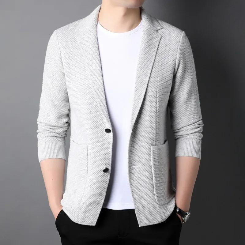 

Top Grade Wool 5% New Brand Fashion Knit Korean Style Cardigan Men Slim Fit Sweater Casual Solid Coats Jacket Mens Clothes 2022
