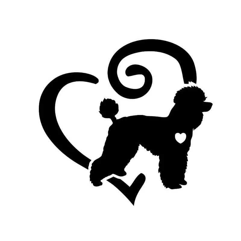 

Poodle Animal Pet Love Heart Vinyl Fashion Car Sticker Black/Silver 15CM*14.4CM
