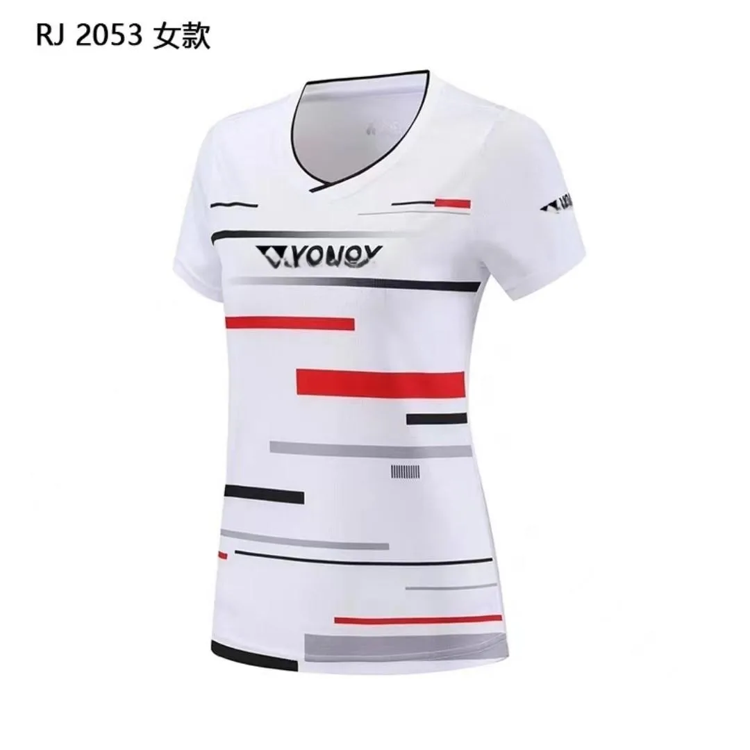 YY badminton half-sleeve men's and women's outdoor sports V-neck match sets absorb sweat and breathe