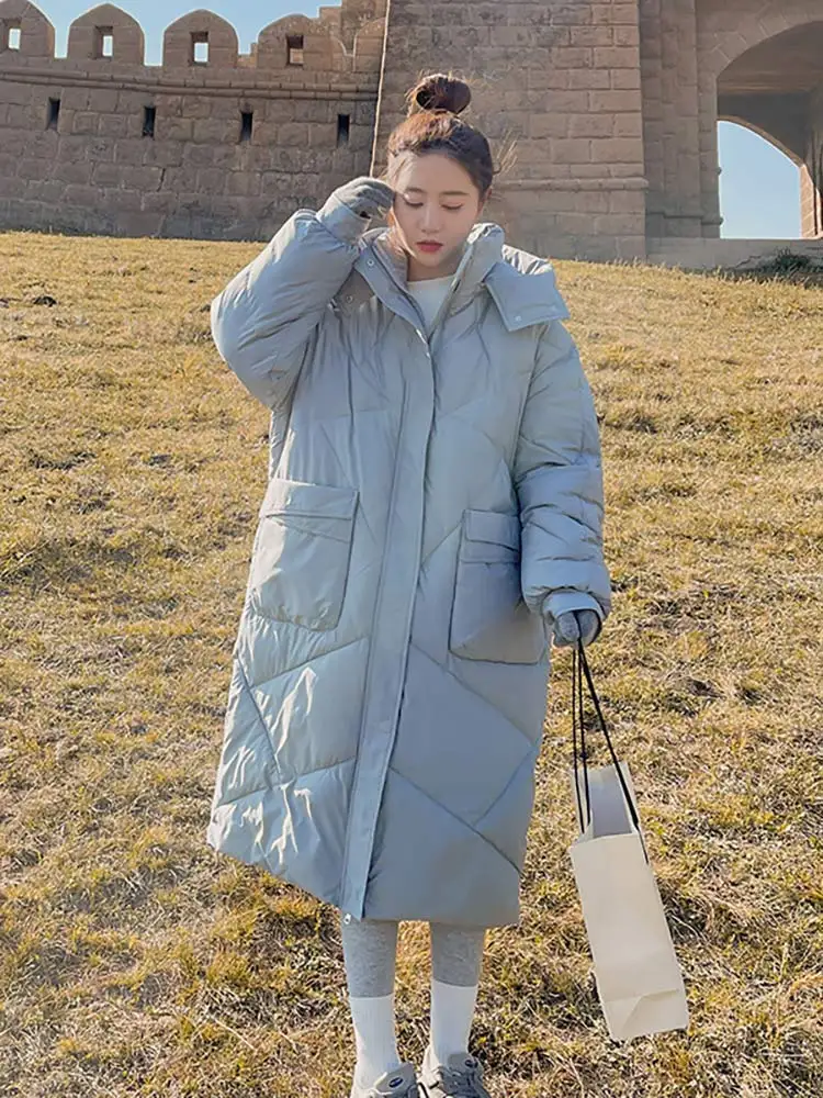 Vielleicht New Students Snow Wear Winter Puffer Jacket Women Warm Long Loose Woman Down Jacket Parkas Hooded Cotton Coat Outwear