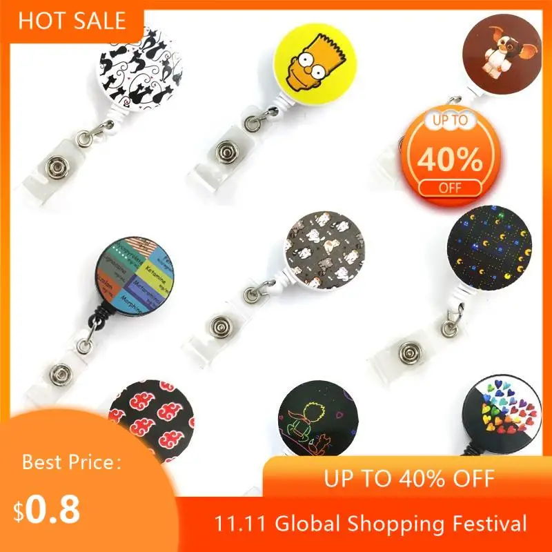 

Cartoon Retractable Badge Reel Lanyards Nurse ID Business Credit Card Work Cards Badge Holder Office Student Clips Cover Holder