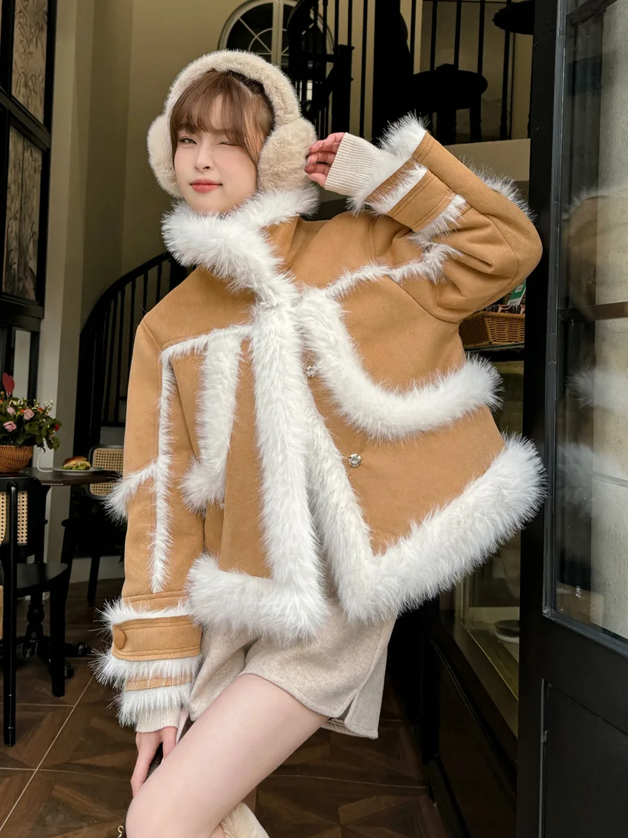 Меховая интегрированная верхняя одежда для женщин 2024 меховая новая зимняя с