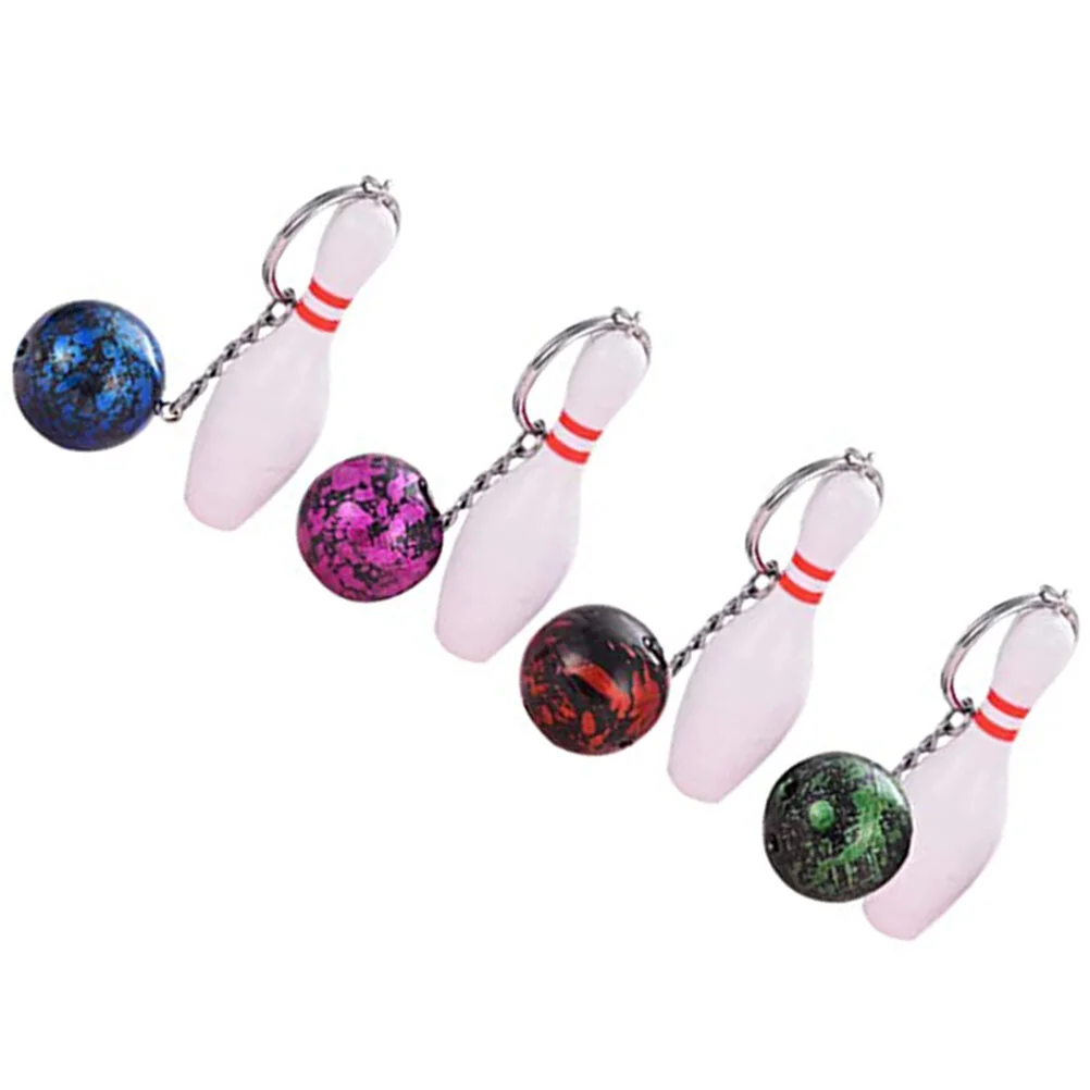 

4 Pcs Bowling Keychain Mini Ring Sports Themed Rings Adorable Keychains Small Gift Novelty Zinc Alloy Child Simulated