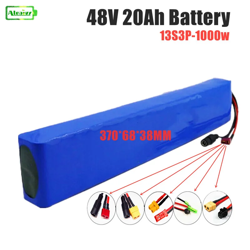 ALEVIY 48V 20Ah 13S3P 18650 Rechargeable Lithium-ion Battery Pack Suitable for 1000w Electric Bicycles,Scooters,DC-T Plug