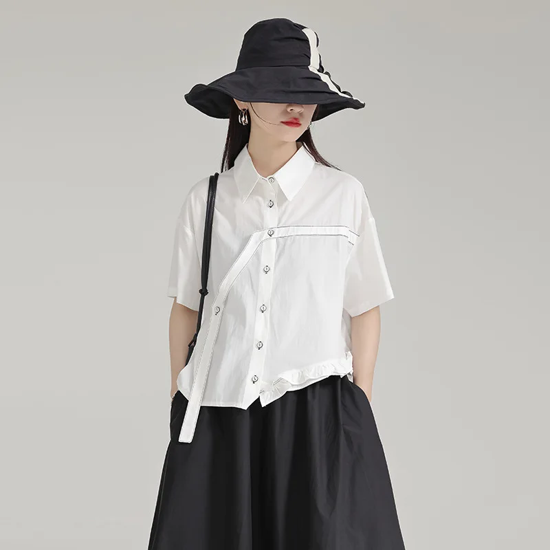 Женская летняя рубашка с короткими рукавами милый и крутой уникальный топ в