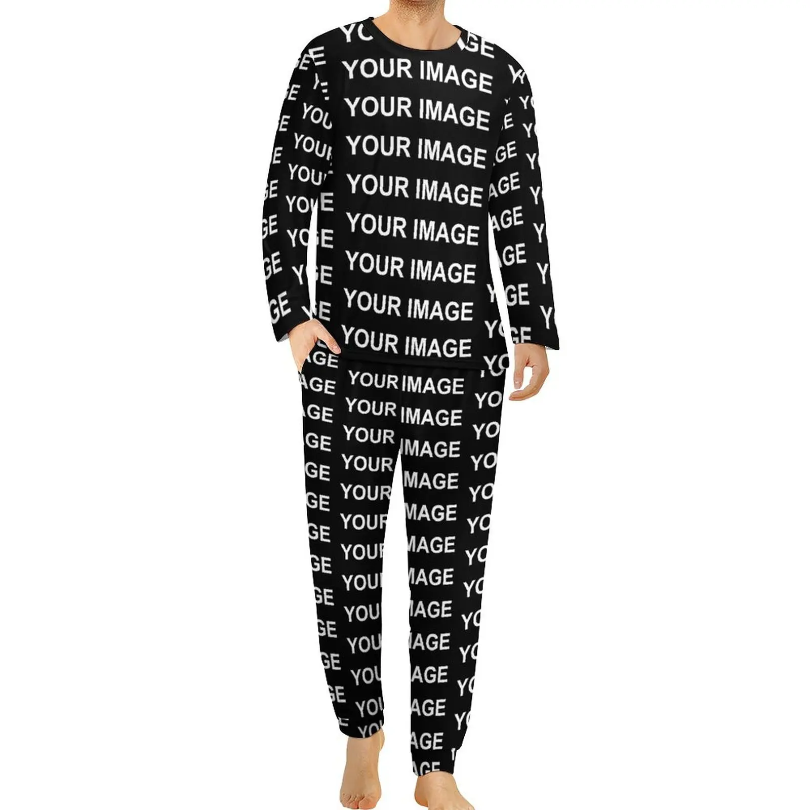 

Your Image Customized Pajamas Custom Made Design Men Long Sleeve Romantic Pajama Sets 2 Pieces Sleep Autumn Design Nightwear