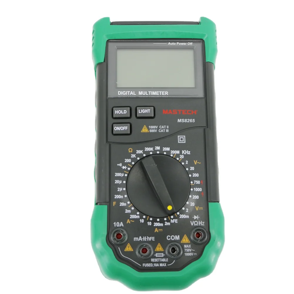 

Цифровой Мультиметр MASTECH MS8265 для проверки напряжения переменного/постоянного тока со звуковым и светильник вым сигналом